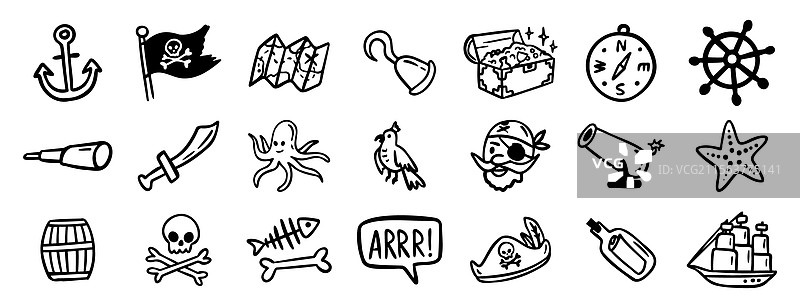 海盗冒险与海洋元素：船只与金币图片素材
