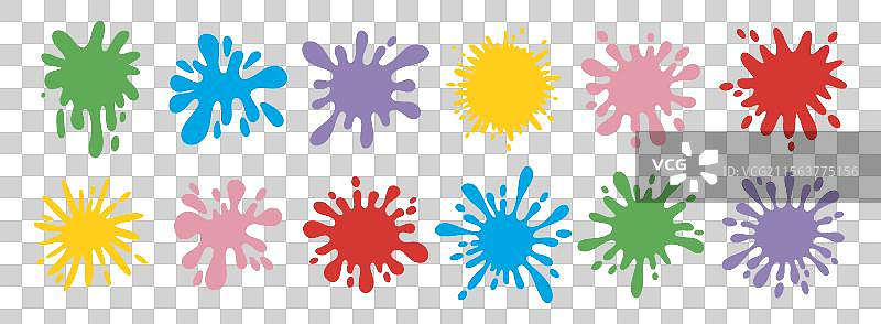 五彩斑斓的飞溅物，不同形状的明亮污渍图片素材