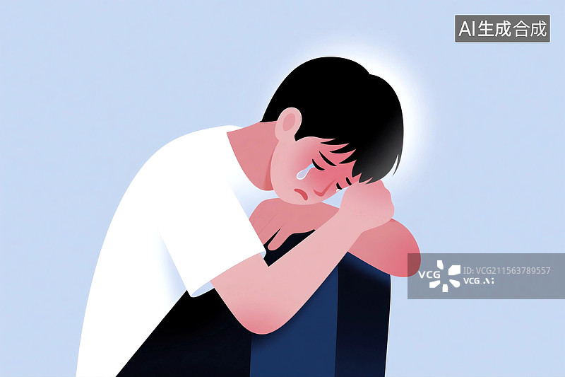 【AI数字艺术】一个人的男人男性悲伤内心抑郁压力难过痛苦情感图片素材