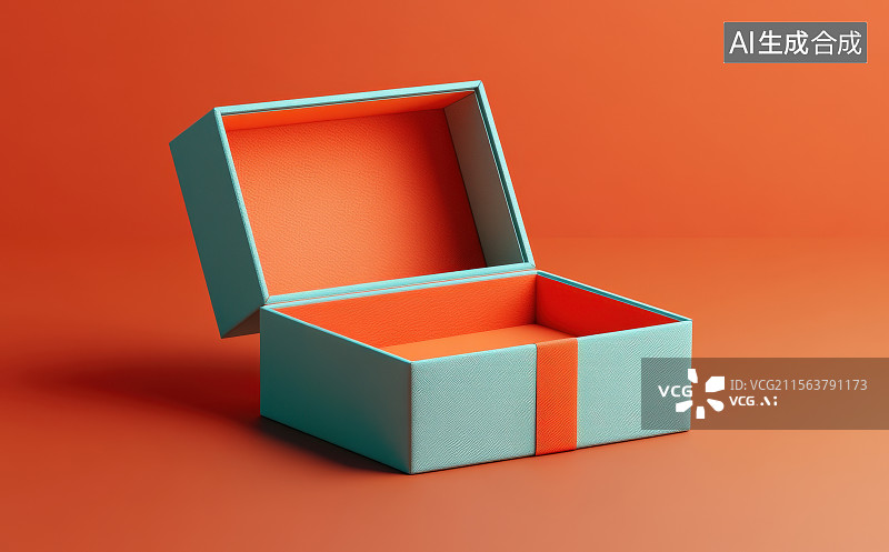 【AI数字艺术】3D渲染打开的卡通方角盒子礼物盒图片素材