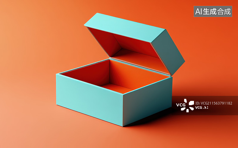 【AI数字艺术】3D渲染打开的卡通方角盒子礼物盒图片素材