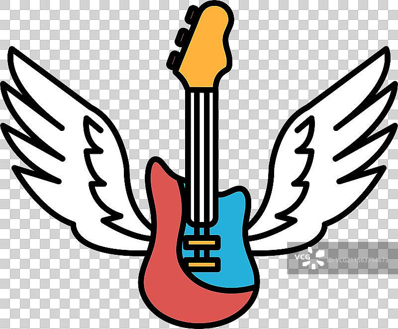 背景中展示了一把带翅膀的吉他图片素材