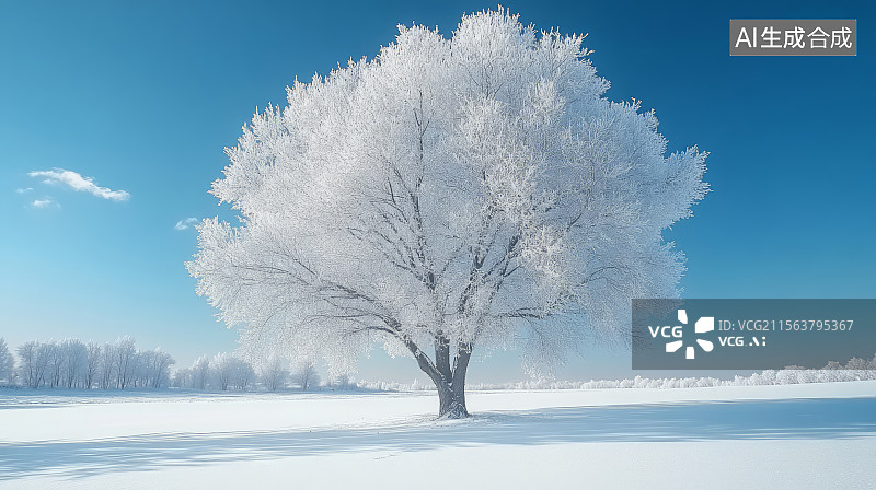 【AI数字艺术】冬季雪地雾凇自然景观图片素材