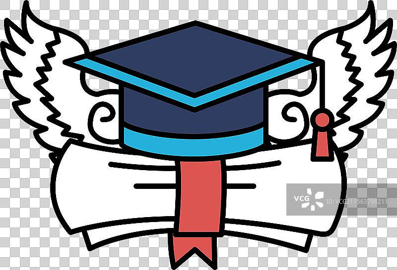 一顶毕业帽放在一堆书的顶部图片素材