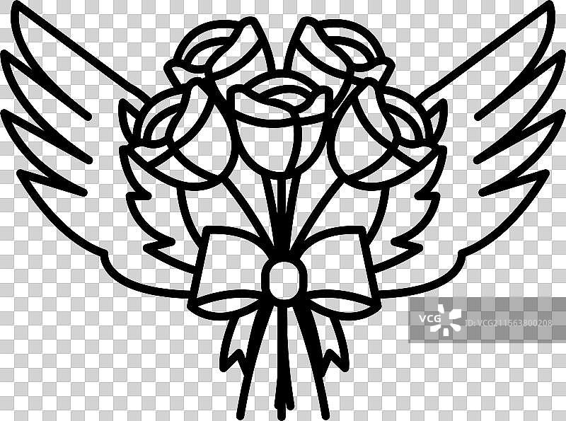 带丝带的玫瑰花束图片素材