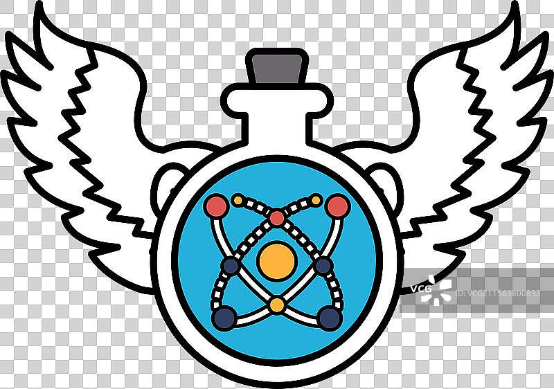 一个软木塞和一个内部有十字的圆圈图片素材