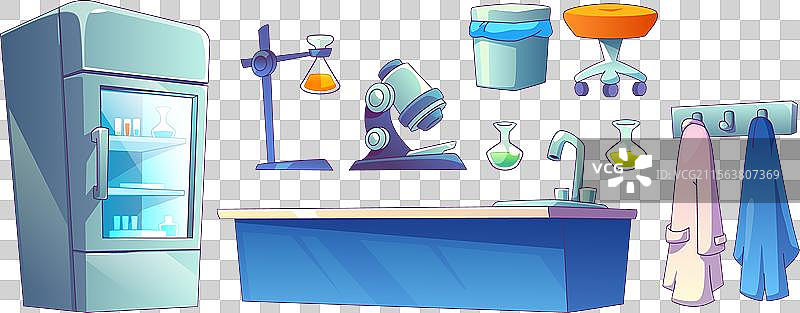 科学实验室内部家具和工具图片素材