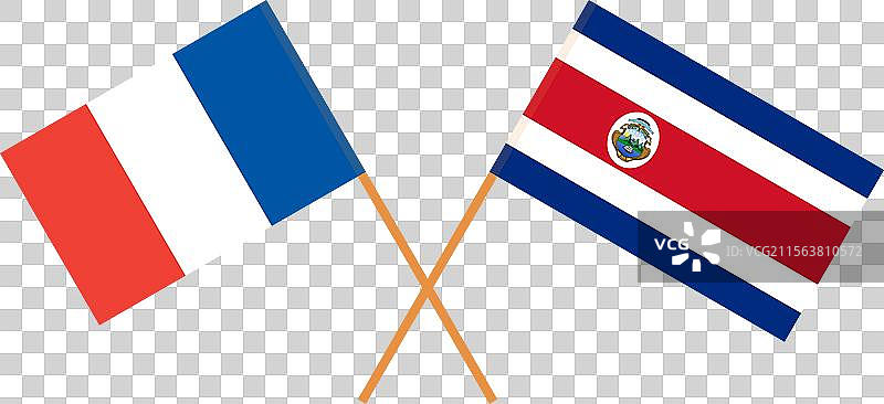 法国和哥斯达黎加的交叉国旗图片素材
