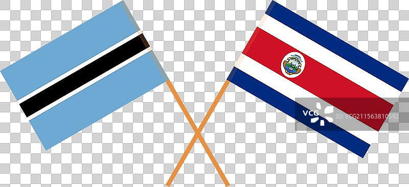 博茨瓦纳和哥斯达黎加的交叉国旗图片素材