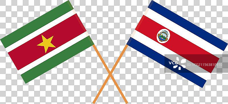 苏里南和哥斯达黎加的交叉国旗图片素材