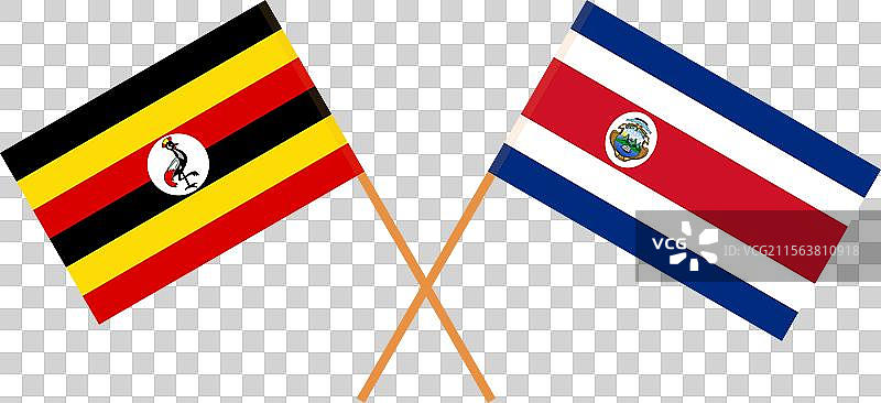 乌干达和哥斯达黎加的交叉国旗图片素材