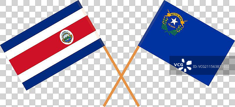 哥斯达黎加和某州的交叉旗帜图片素材