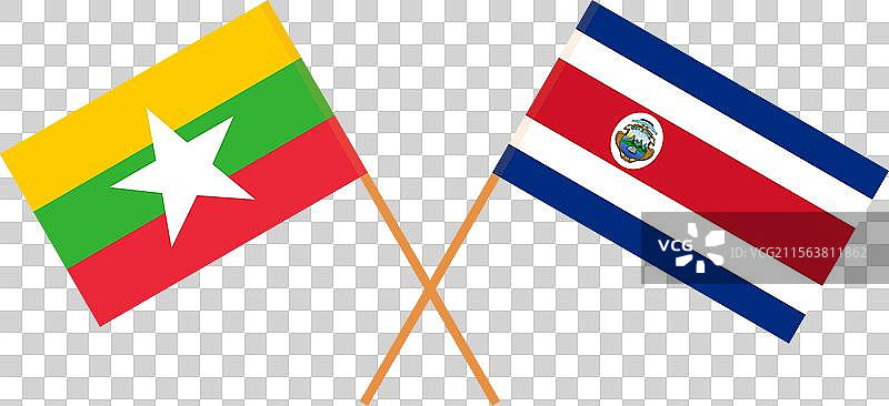 缅甸和哥斯达黎加的交叉国旗图片素材