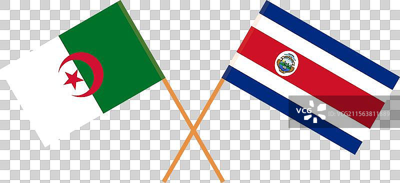 阿尔及利亚和哥斯达黎加的交叉国旗图片素材