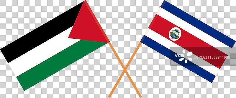 巴勒斯坦和哥斯达黎加的交叉国旗图片素材