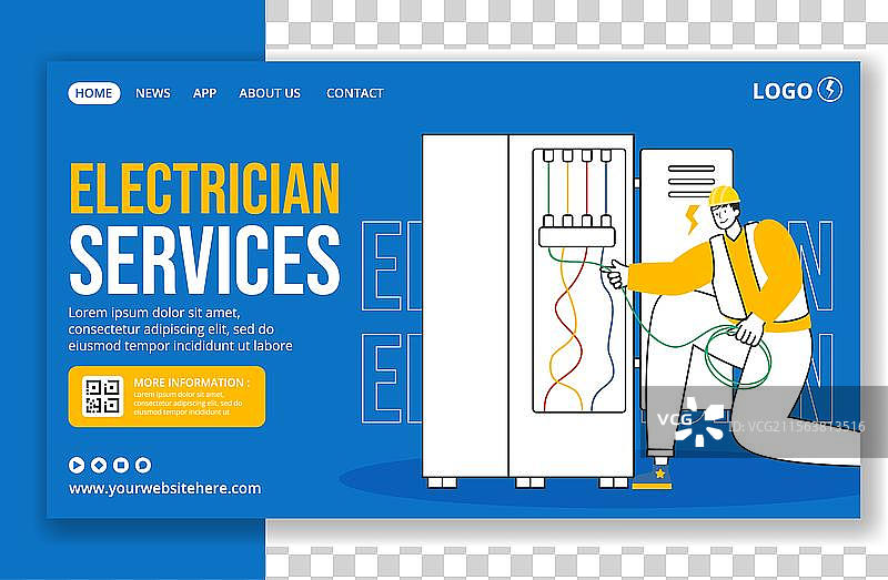 电工服务社交媒体着陆页图片素材