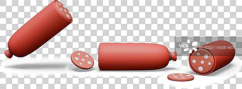 整根和切片的意大利香肠，诱人的红色香肠图片素材