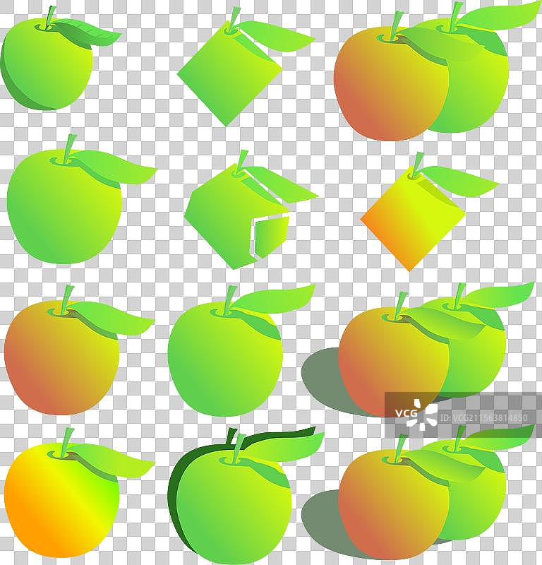 几种绿色、红色和黄色的苹果图片素材