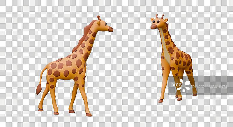 一组可爱的高个子塑料泥风格长颈鹿图片素材