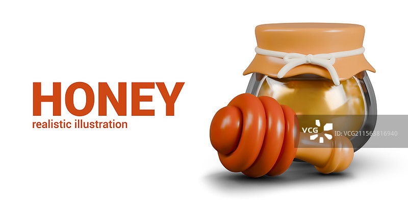 带有蜂蜜蘸棒的玻璃罐组合图片素材