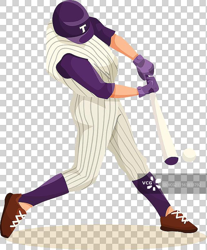 棒球运动员在球场上击球图片素材