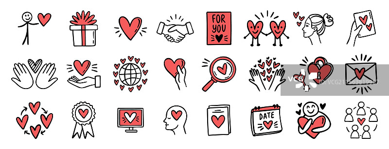 情人节的爱与心形涂鸦手绘图片素材