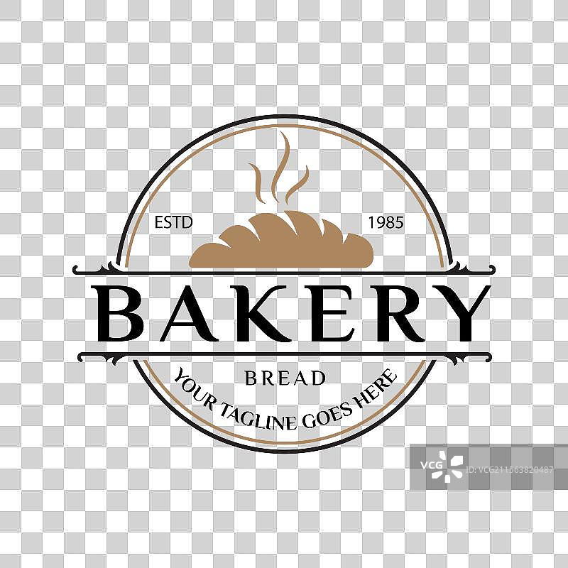 面包店标签，带有简单的圆形印章设计图片素材