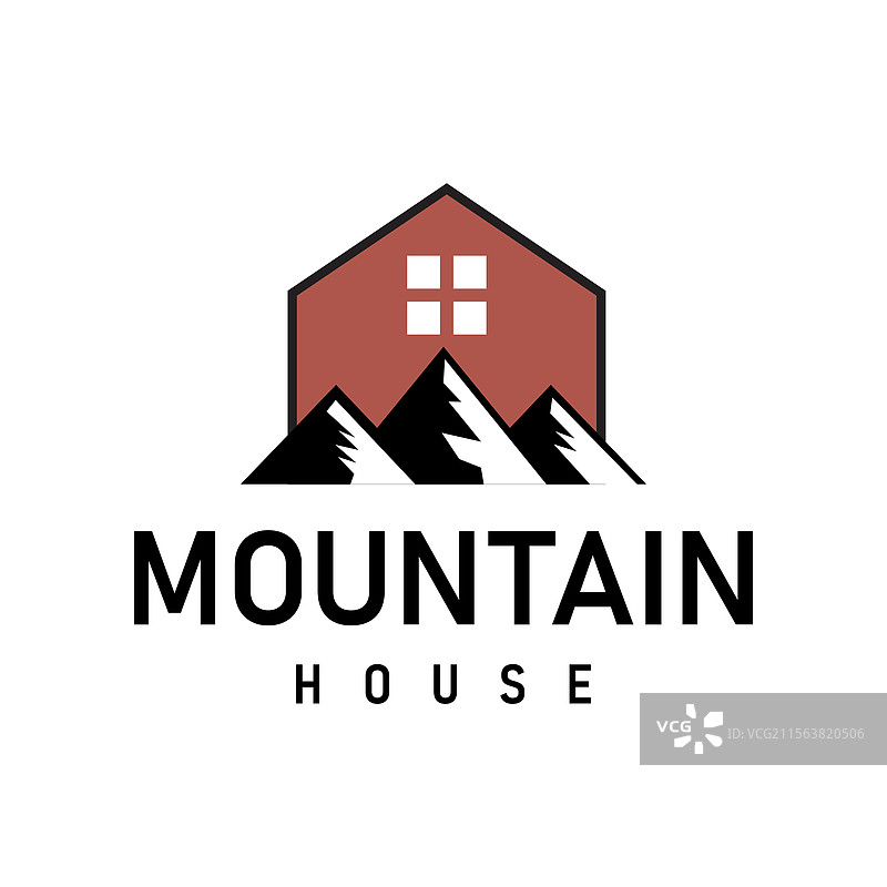 简单的房屋和山脉符号的logo图片素材