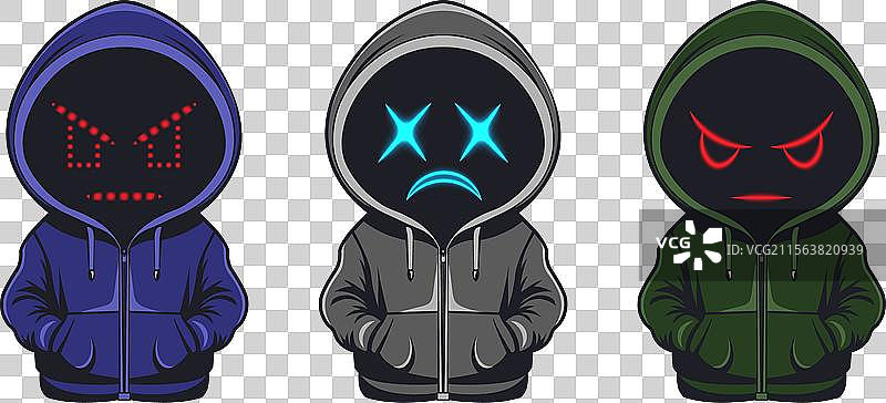 一套卡通机器人或小人物的贴纸图片素材