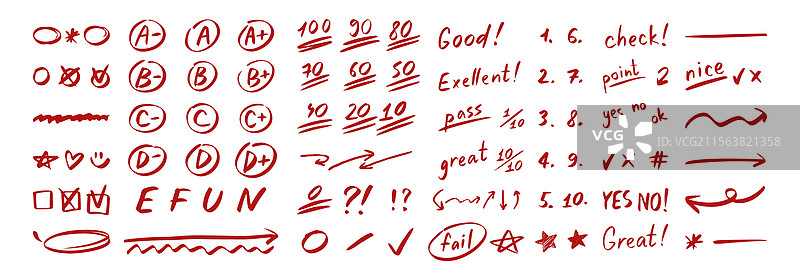 英语考试红笔批改学校老师图片素材