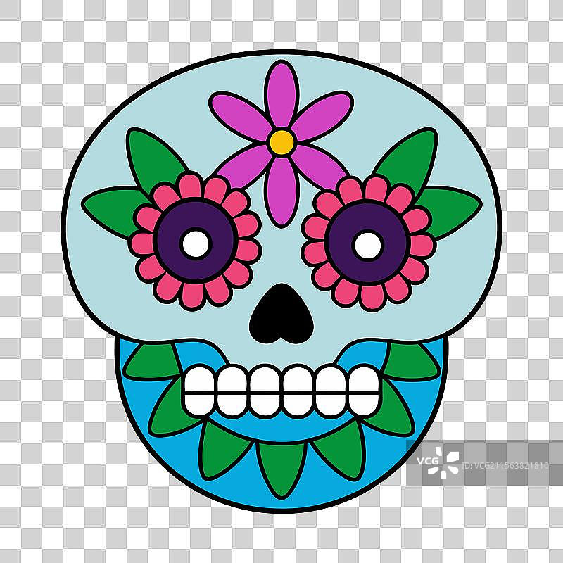 五彩缤纷的糖骷髅艺术，庆祝亡灵节图片素材