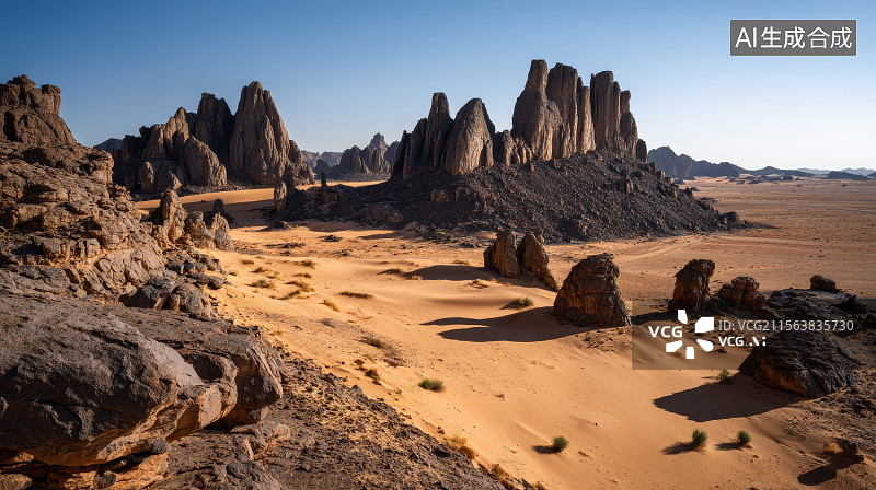 【AI数字艺术】沙漠岩石自然风光图片素材