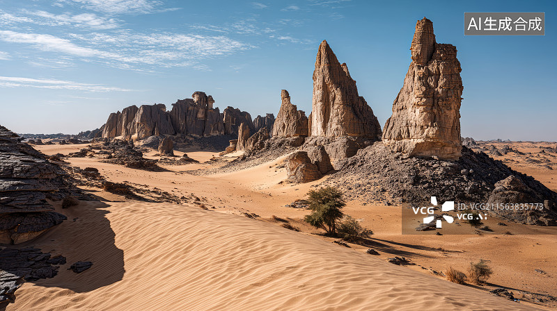 【AI数字艺术】沙漠岩石自然风光图片素材