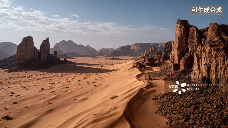 【AI数字艺术】沙漠岩石自然风光图片素材