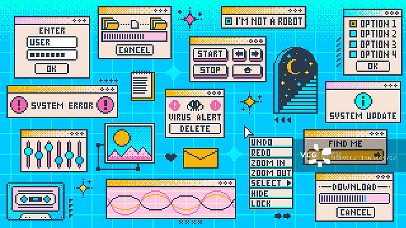 复古电脑窗口 Y2K 个人电脑桌面界面图片素材