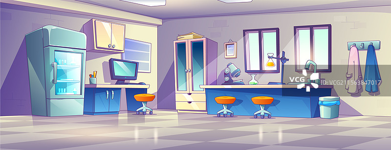 科学实验室内部配有化学工具图片素材