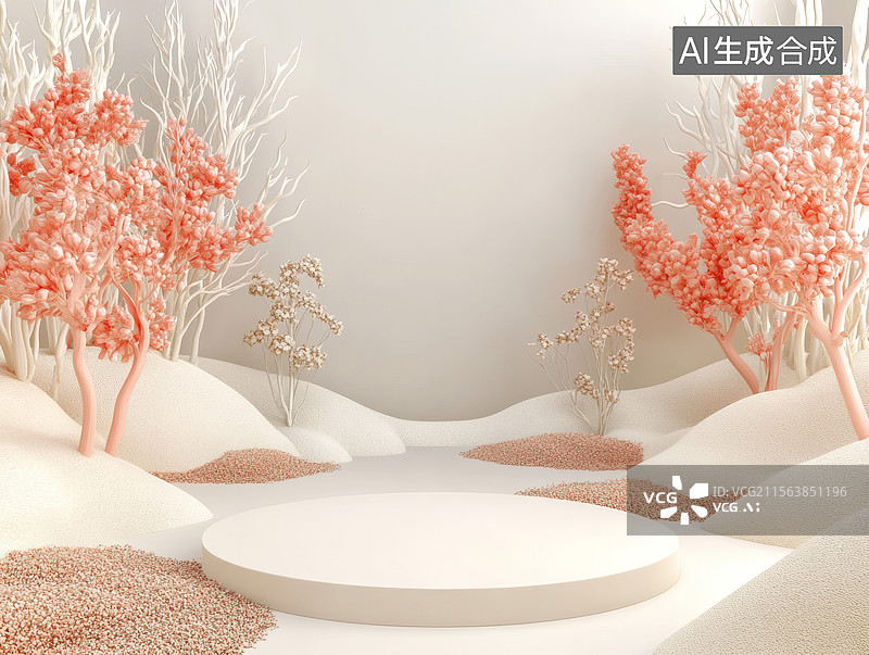 【AI数字艺术】梦幻自然景观展示台图片素材