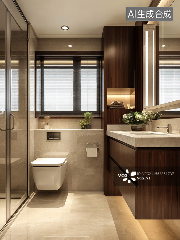 【AI数字艺术】现代豪华浴室设计图片素材