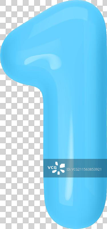 蓝色塑料气球数字一图片素材