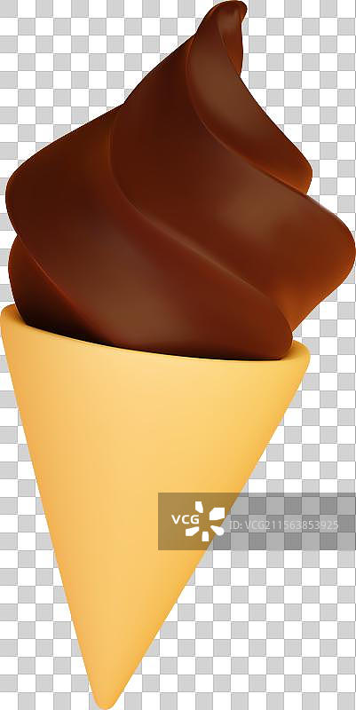 白色背景上的巧克力冰淇淋蛋筒图片素材