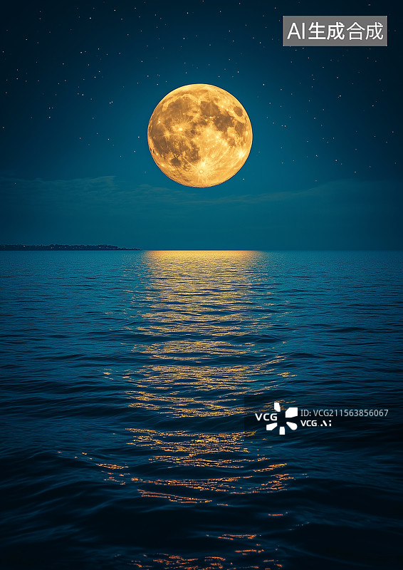 【AI数字艺术】海上升明月图片素材