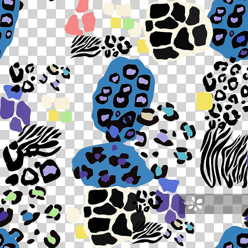以彩色豹纹为主题的纺织艺术图片素材