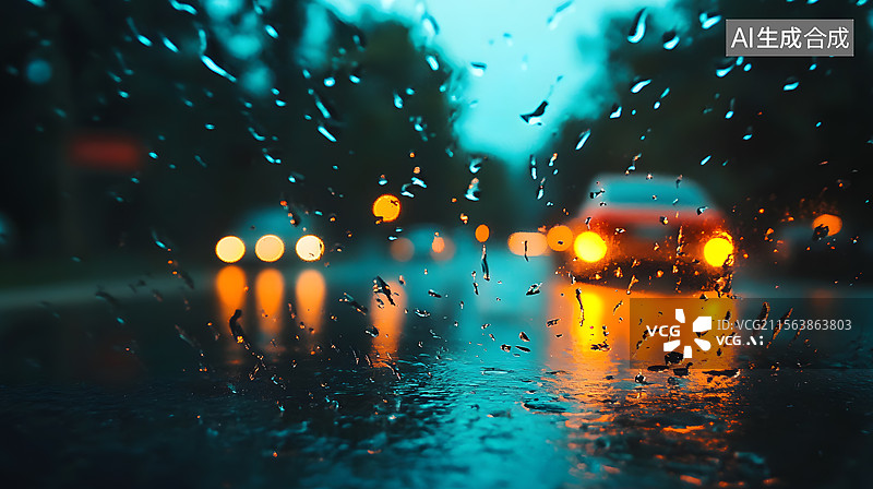 【AI数字艺术】窗外下暴雨图片素材