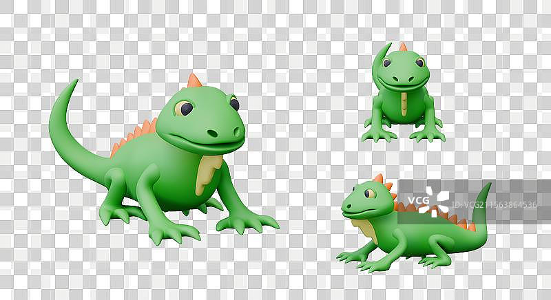 绿色鬣蜥带有红色背脊冠，搞笑的爬行动物图片素材