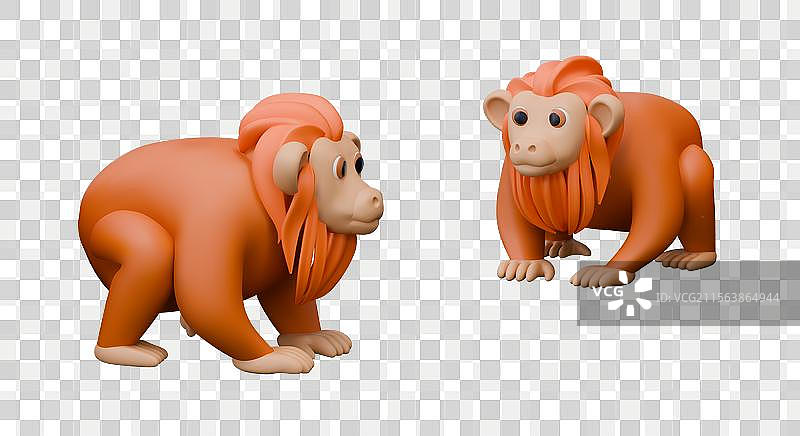 孤立的橙色猴子，逼真风格图片素材