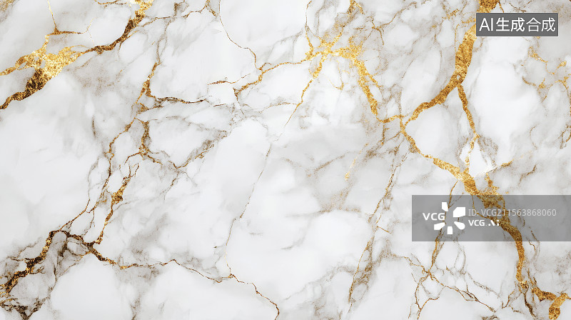 【AI数字艺术】白色大理石纹理与金色裂纹图片素材
