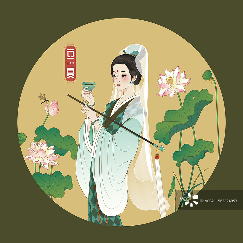 红楼梦金陵十二钗之一妙玉国风矢量插画图片素材
