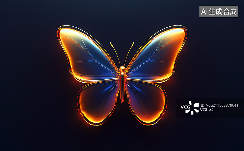 【AI数字艺术】抽象发光蝴蝶设计图片素材