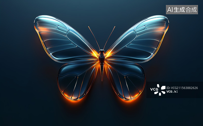 【AI数字艺术】抽象发光蝴蝶设计图片素材