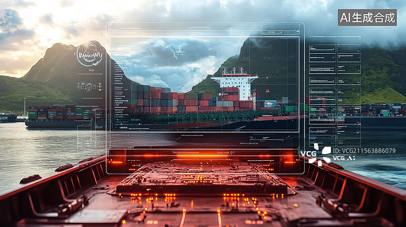 【AI数字艺术】智慧港口物流数字化图片素材